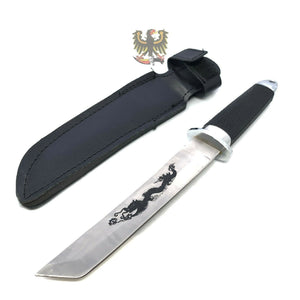 MISCELLANEOUS FIXED BLADE KNIFE NEW BLACK DRAGON TANTO CAMPING KNIFE RUBBER GRIP