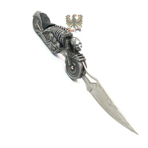 FOLDING POCKET KNIFE SKULL RIDER LED LINERLOCK WITH LED LIGHT MOTORCYCLE HARLEY