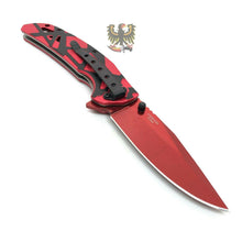 Load image into Gallery viewer, LINERLOCK FOLDING KNIFE STAINLESS STEEL BLADE ALUMINUM HANDLE TINI COATED RED