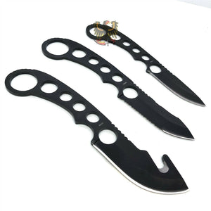 FROST CUTLERY SET FIXED BLADE KNIFE BLACK FINISH STAINLESS BLADE