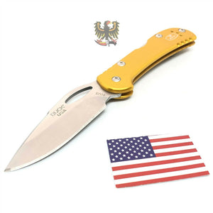 BUCK KNIVES MINI SPITFIRE LOCKBACK KNIFE YELLOW ALUMINIUM HANDLE