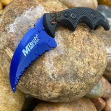 Load image into Gallery viewer, FIXED KARAMBIT HAWK MILITARY STYLE KNIFE STAINLESS BLUE BLACK SERRATED TACTICAL