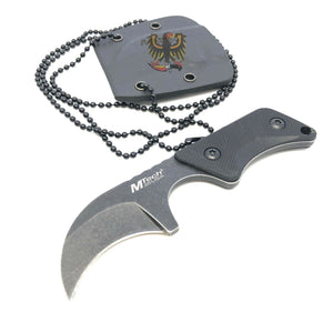 HEAVY DUTY MILITARY STYLE BLACK FIXED BLADE NECK KNIFE MTECH