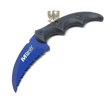 Load image into Gallery viewer, FIXED KARAMBIT HAWK MILITARY STYLE KNIFE STAINLESS BLUE BLACK SERRATED TACTICAL
