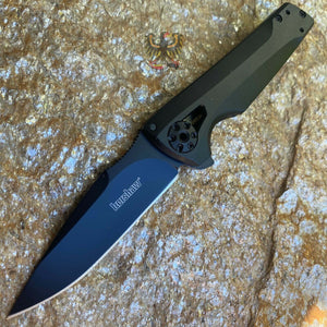 KERSHAW MARTIN FLYTHROUGH FLIPPER KNIFE 3" BLACK OXIDE DROP POINT BLADE
