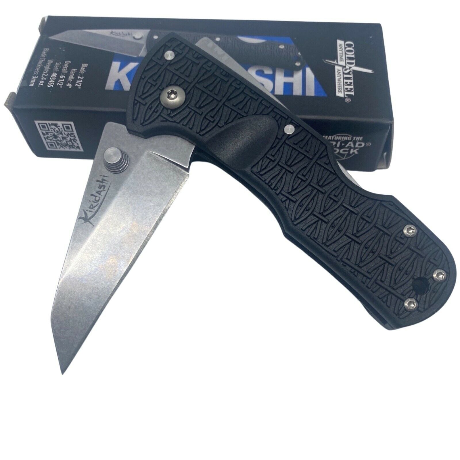 Cold Steel 20KPL Kiridashi - 2.5 4034SS Stainless Steel Blade - Tri-Ad®  Lock Black Griv-Ex