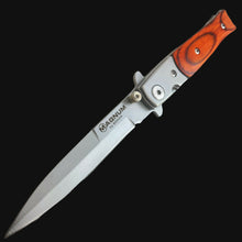 Load image into Gallery viewer, BOKER MAGNUM STILETTO LINERLOCK FOLDING POCKET KNIFE WITH BROWN WOOD HANDLE