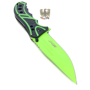 BLACK/GREEN ASSISTED OPENING LINERLOCK FOLDING EVERYDAY CARRY POCKET KNIFE MTECH