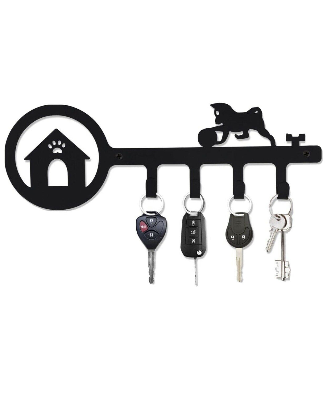 Pricuitie Decorative Wall Mounted Iron Key Holder(Black, The Playing Dog)