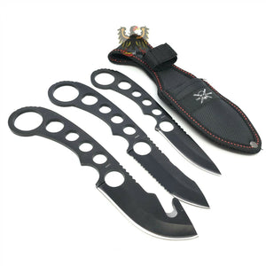 FROST CUTLERY SET FIXED BLADE KNIFE BLACK FINISH STAINLESS BLADE