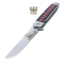 Load image into Gallery viewer, FRAMELOCK WITH BLACK AND RED FINISH STAINLESS HANDLE COOL KNIFE MTECH