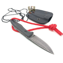 Load image into Gallery viewer, SHARP SOLID NECK KNIFE WITH DROP POINT BLADE  BLACK G10 HANDLE AND KYDEX SHEATH