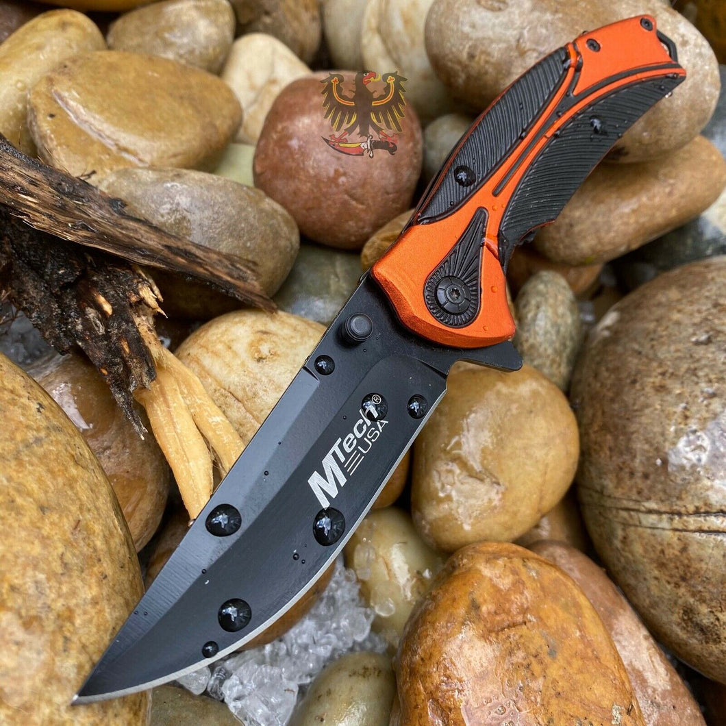 ORANGE ASSISTED OPENING DROP POINT LINERLOCK FOLDING EVERYDAY CARRY POCKET KNIFE