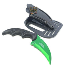 Load image into Gallery viewer, MTECH FIXED KARAMBIT HAWK MILITARY STYLE KNIFE STAINLESS GREEN BLACK SERRATED