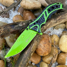 Load image into Gallery viewer, BLACK/GREEN ASSISTED OPENING LINERLOCK FOLDING EVERYDAY CARRY POCKET KNIFE MTECH